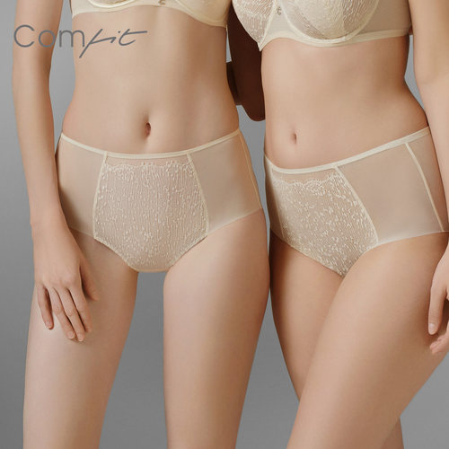 【商场同款】Comfit超薄抗菌内裤女蕾丝大码中腰三角裤头C200190