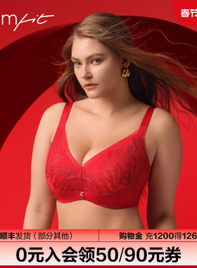 安莉芳旗下Comfit红色本命年内衣女蕾丝大码收副乳文胸CB00228