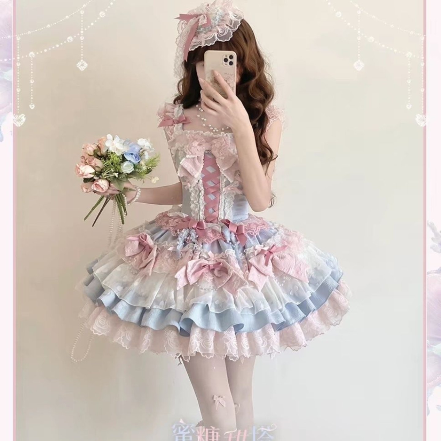 蜜糖甜塔新品芭蕾洋装Lolitaisk可爱公主裙洛丽塔粉色吊带连衣裙