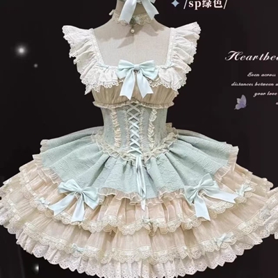 【小芙蝶】~原创芭蕾风洛丽塔蓝绿公主连衣裙JSK蝴蝶结Lolita洋装