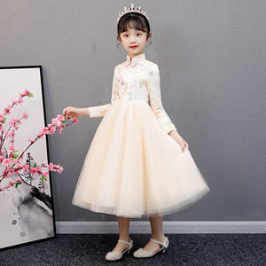 女童汉服旗袍公主裙儿童连衣裙秋装长裙小女孩生日裙子礼服2024冬