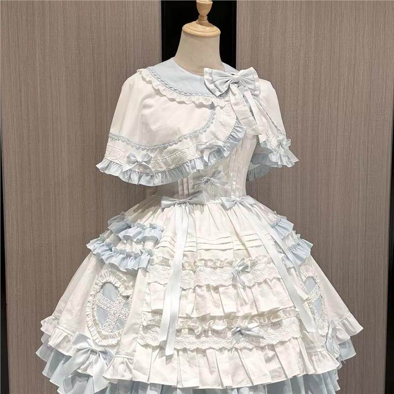 蓝白doll少女甜美爱心斗篷JSK蛋糕飞行日记lolita遮肉显瘦lolita