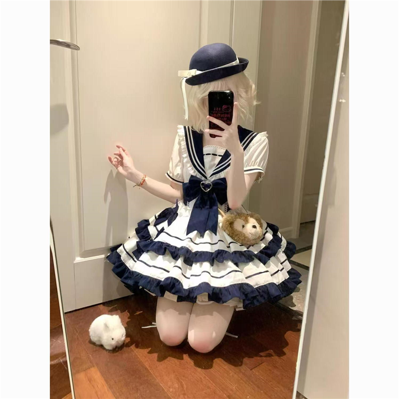 学院海军水手2026新款蛋糕Lolita洛丽塔裙子魔卡少女cos服连衣裙