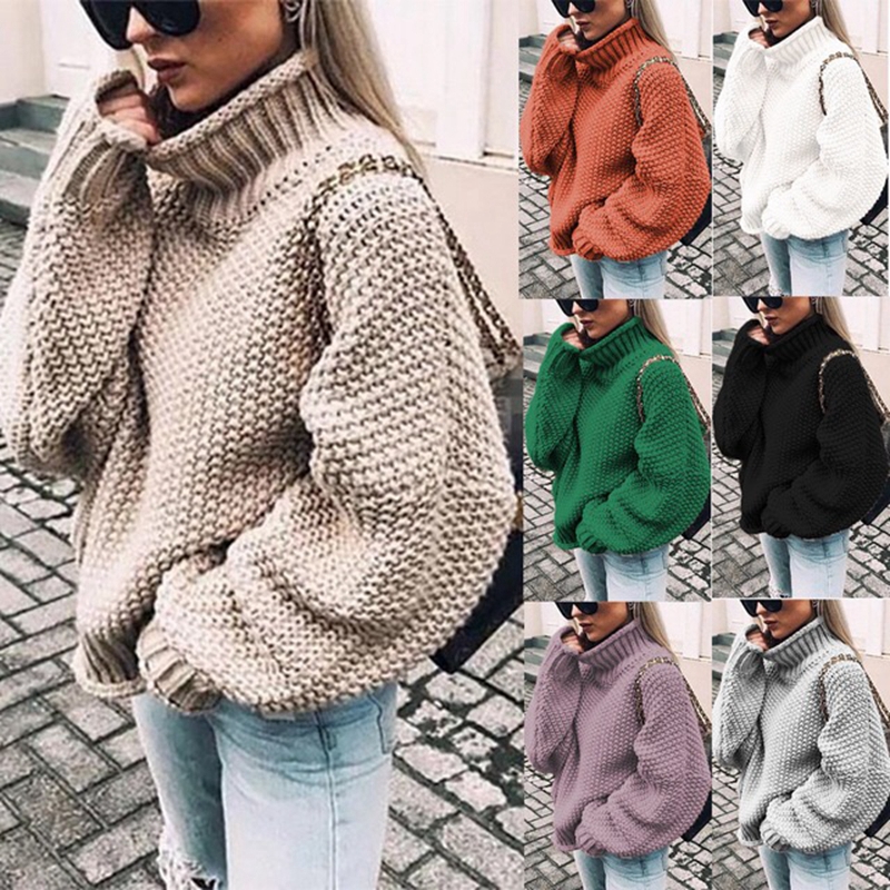 Autumn winter lady sweater Turtleneck Knitting women jumper