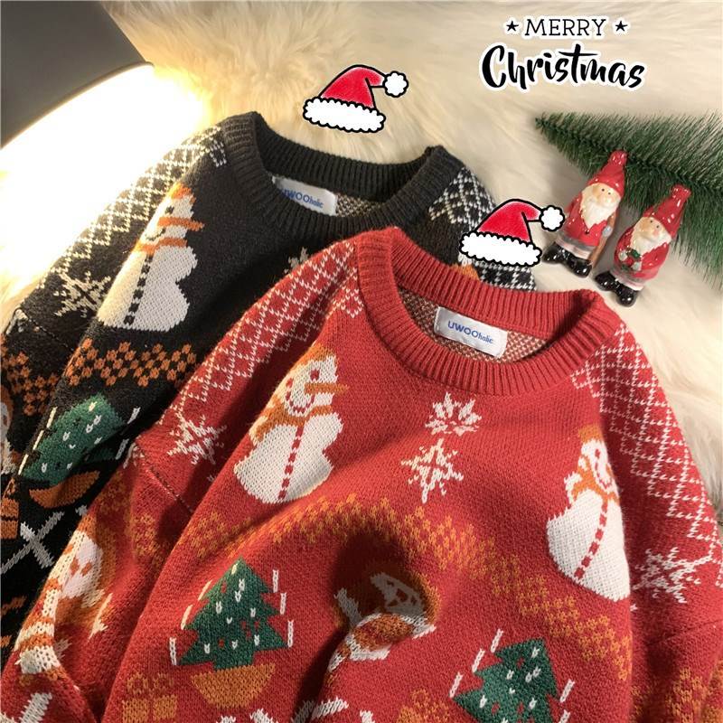 autumn winter christmas sweaters men women's loose 圣诞