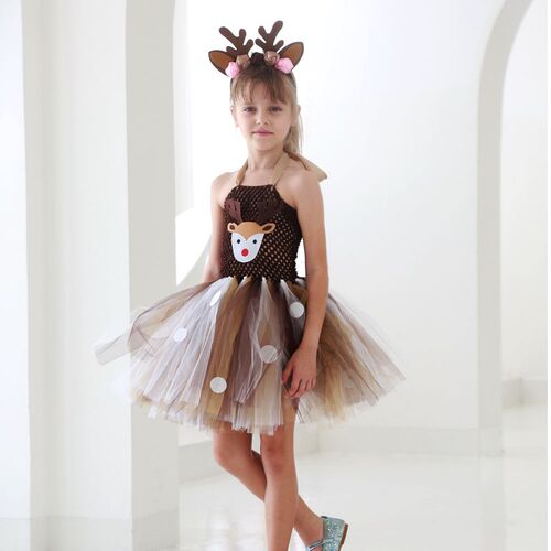fashion cartoon deer dress christmas children's clothing