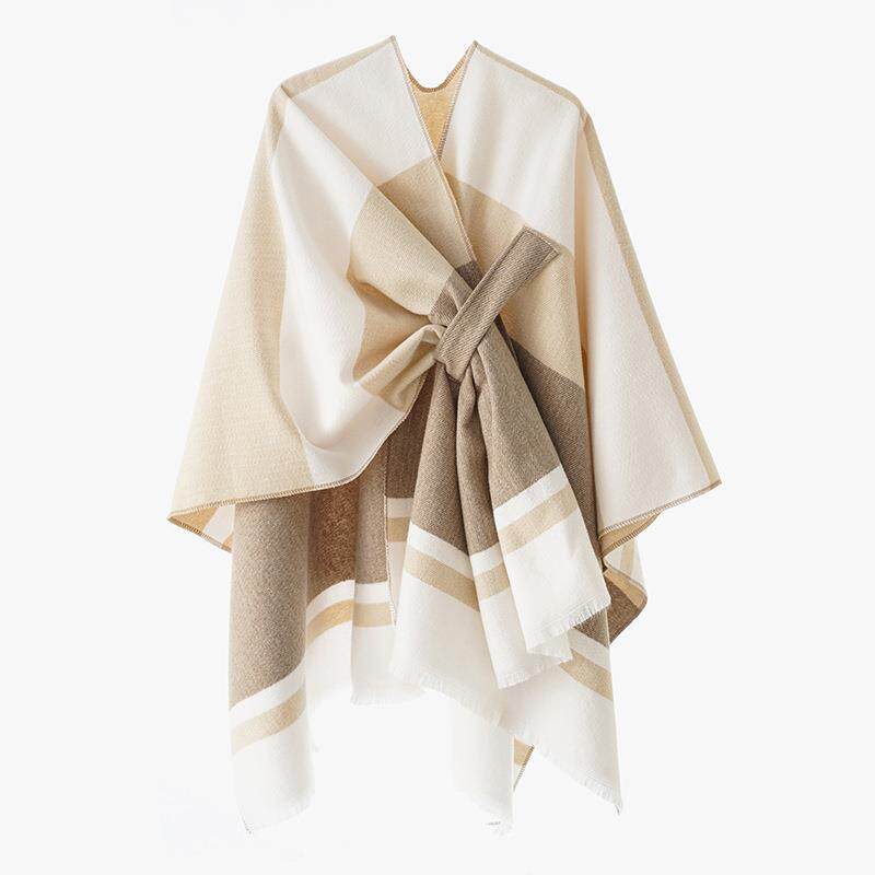 Ladies' shawl with added bars, fashionable and simple diago