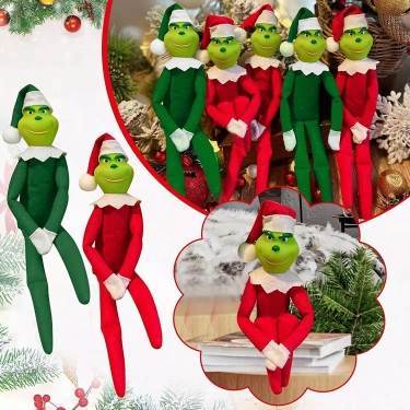 Christmas Green Red Grinch Elf Doll Tree Decor Xmas ornament