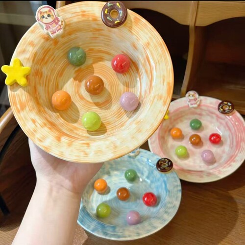 创意喵星慢食碗狗狗慢食碗慢食碗猫小型犬狗碗猫咪带支架釉下彩