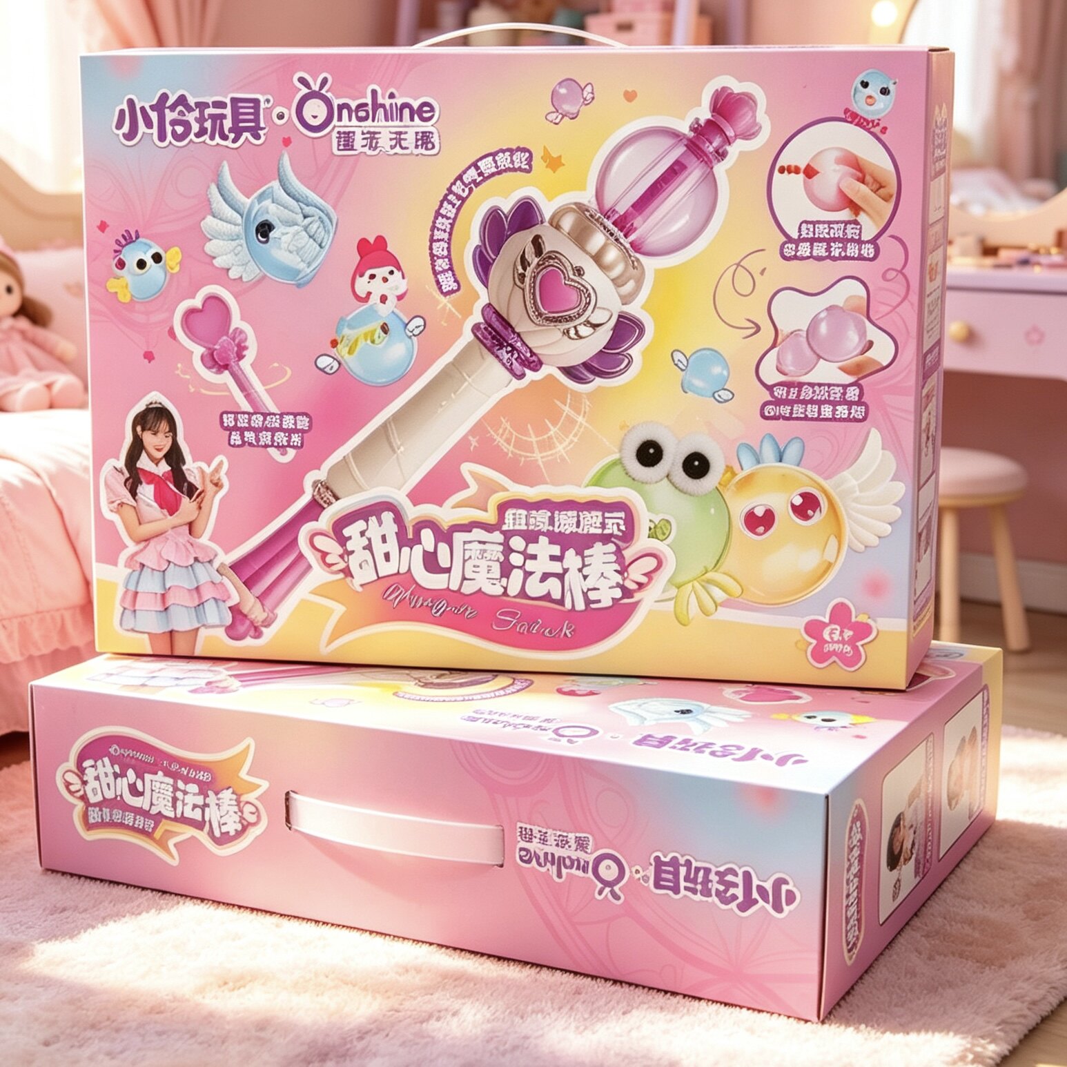 小伶正版魔球波波乐甜心魔法棒 女童手工DIY充气球生日礼物套装