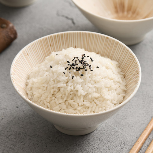 日式简约竖纹斗笠碗十草饭碗家用高温瓷防烫米饭碗吃面碗陶瓷餐具