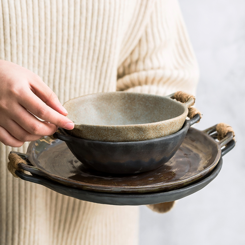 盘子粗陶餐盘日式高级感