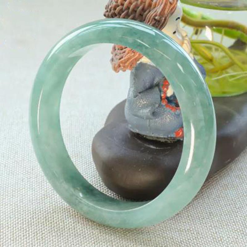 老凤x祥缅甸翡翠玉手镯飘绿老坑正圈贵妃镯晴水冰糯种油青飘花镯