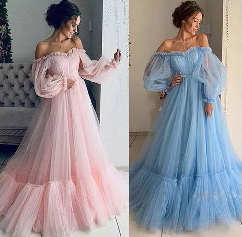 女一字肩网纱礼服连衣裙One shoulder sexy party evening dress