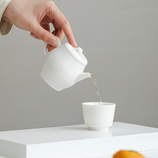 展瓷羊脂玉雅趣壶功夫茶具陶瓷茶壶单壶过滤球孔复古手工泡茶壶