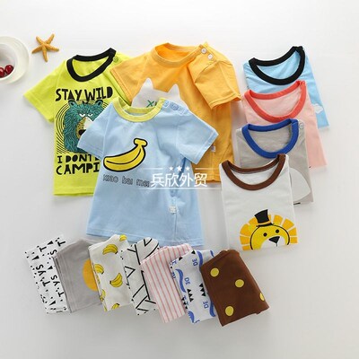 children short sleeve suit summer boy girl T-shirt clothes