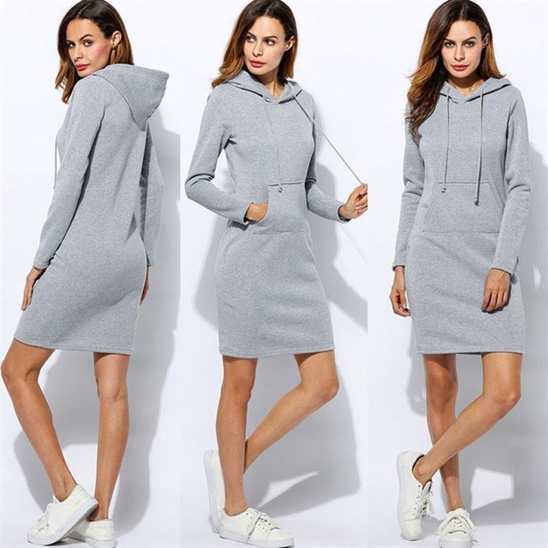 Women winter clothes plus size Sportswear Hoodie long dress