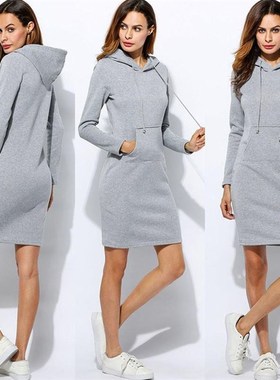 Women winter clothes plus size Sportswear Hoodie long dress