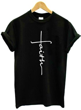 Faith Cross Graphic tops women t shirt tshirt tees cotton