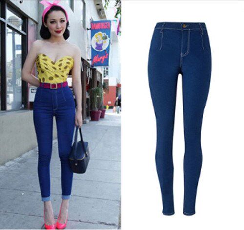 2018fashion winter jeans women elastic pants causal trousers