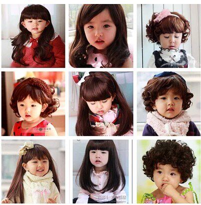 Childhood wig girl wig lovely baby girl baby long hair girl
