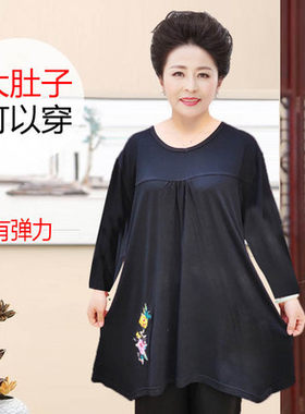 春装阔太太胖妈妈加大码长袖t恤