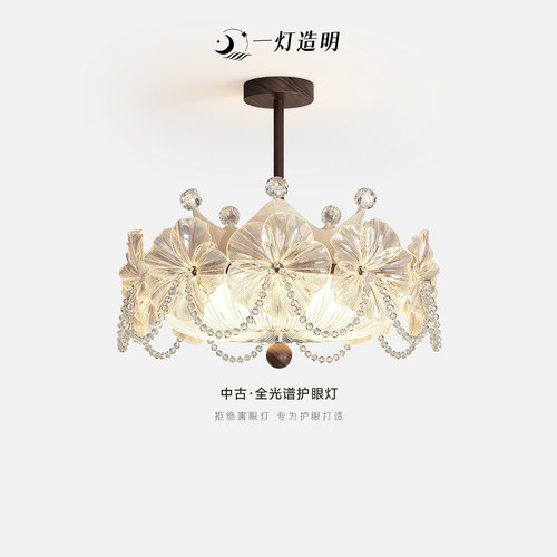 法式中古风花朵造型卧室吸顶灯设计师高级感主卧轻奢浪漫书房灯具
