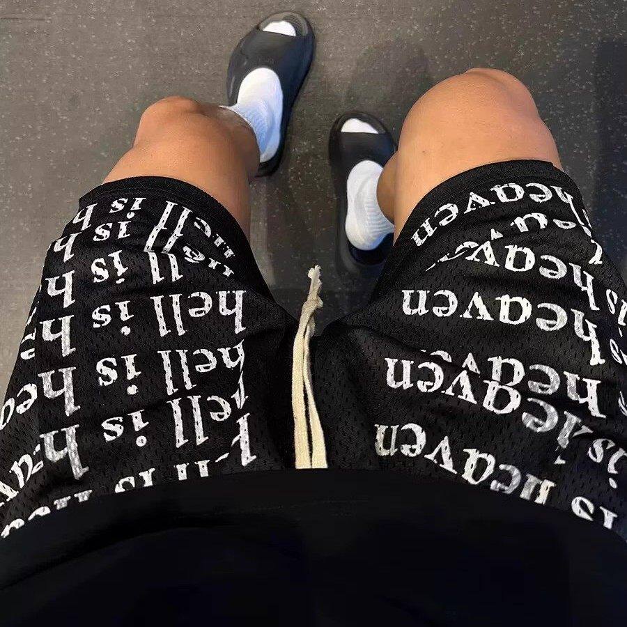 潮流情侣小众裤子潮牌抽绳四分夏季短裤男夏休闲薄款运动健身裤潮