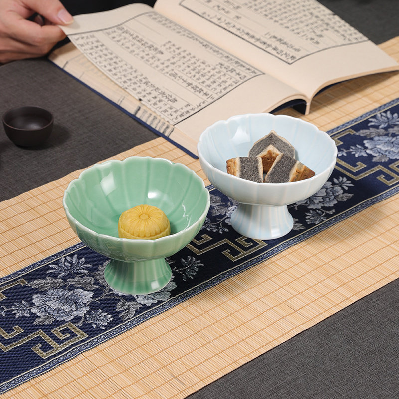 高脚中式茶点盘精致围炉煮茶下午糕点点心干果碟陶瓷干果碗水果盘,餐饮具,果盆/果盘/果篮,淘宝优惠券,粉丝福利购,淘宝优惠卷