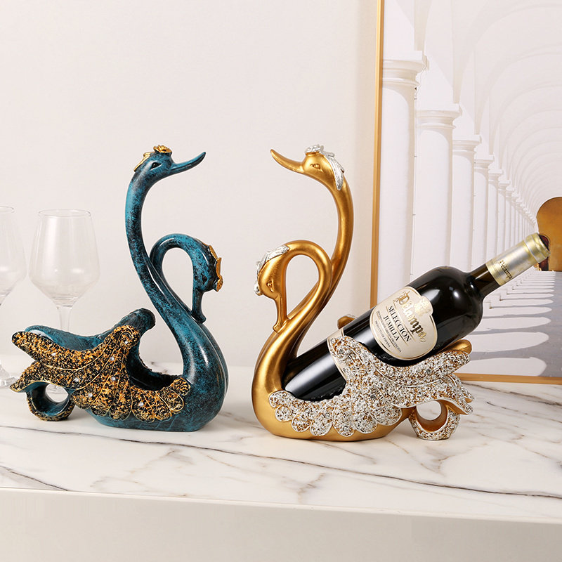 高档轻奢天鹅高端红酒瓶架家居饰品创意酒柜客厅高级新款酒架摆件