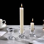 欧式 复古水晶玻璃烛台摆件家用供奉蜡烛台婚礼浪漫氛围感拍摄道具