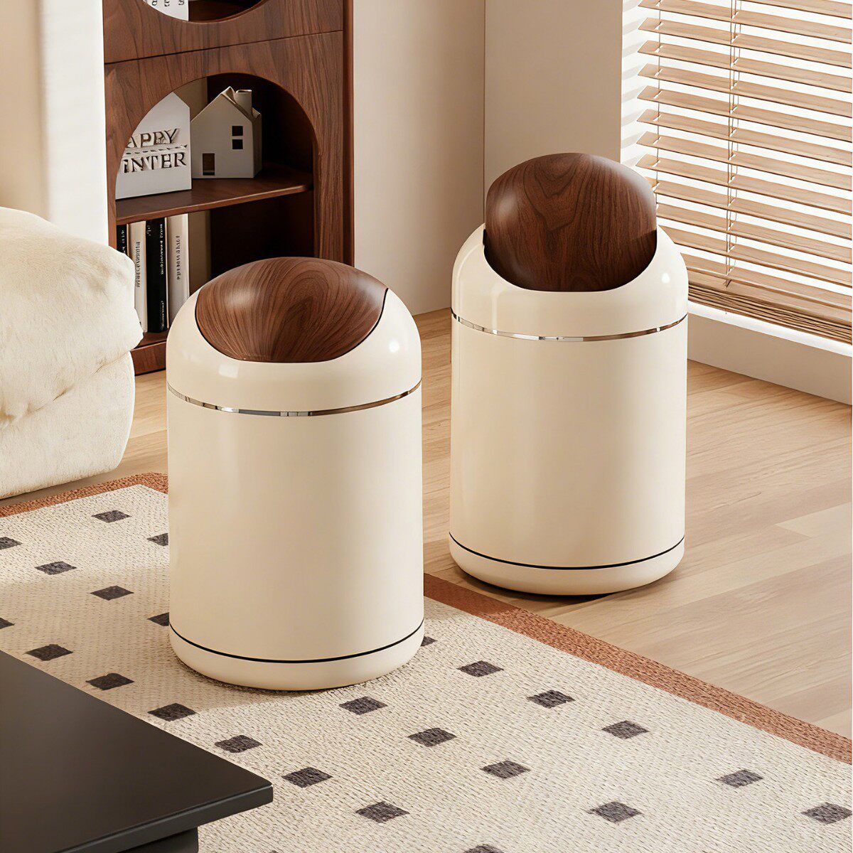 尔沫高颜值带轮可移动翻盖垃圾桶客厅厨房卫生间卧室轻奢大容量篓