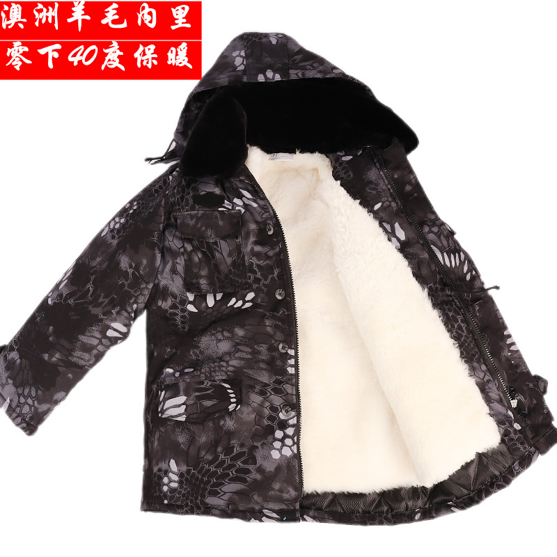 羊皮军棉大衣皮毛一体棉大衣