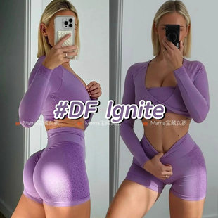 宝藏女孩dfyne lg套装性感抹胸提臀运动健身套装美背紧身瑜伽背心