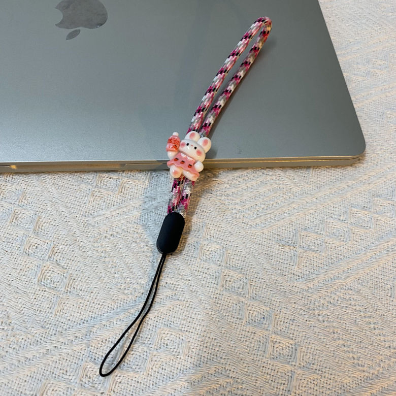 女孩熊兔挂绳挂饰手工对讲机手机壳通用手腕耳机U盘挂绳防丢安全