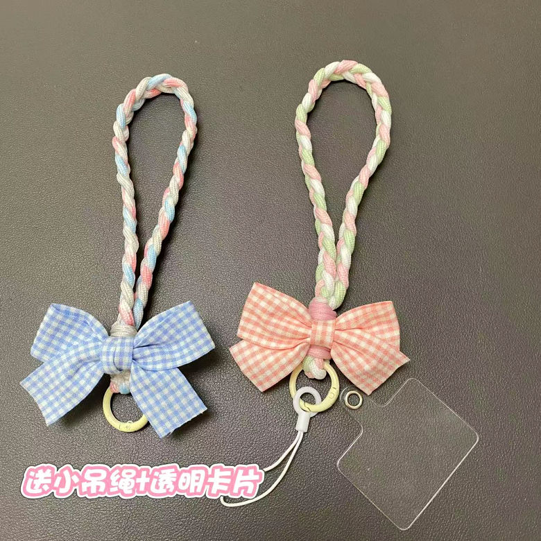 韩系蝴蝶结脖糖果色ins网红手提通用手机手腕式防摔挂绳相机防掉
