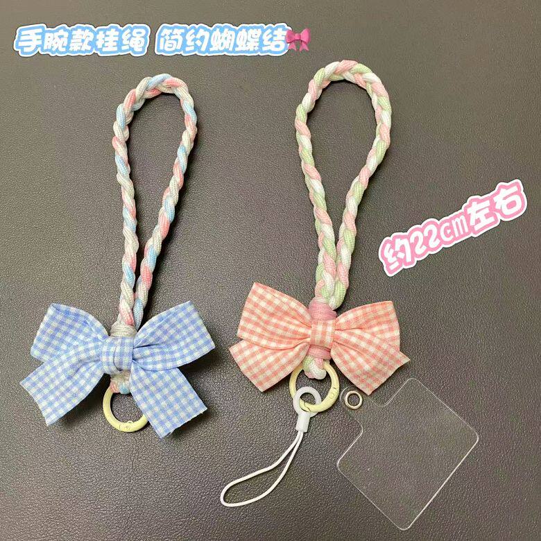 韩系蝴蝶结脖糖果色ins网红手提通用手机手腕式防摔挂绳相机防掉