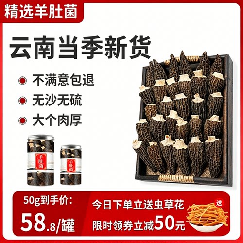 羊肚菌干货旗舰店非野生500g新鲜羊肚菇菌菇炖煲汤材料云南特产 - 封面