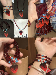 吉他拨片项链手链两戴朋克乐队原创设计红黑配色实用送礼小众推荐