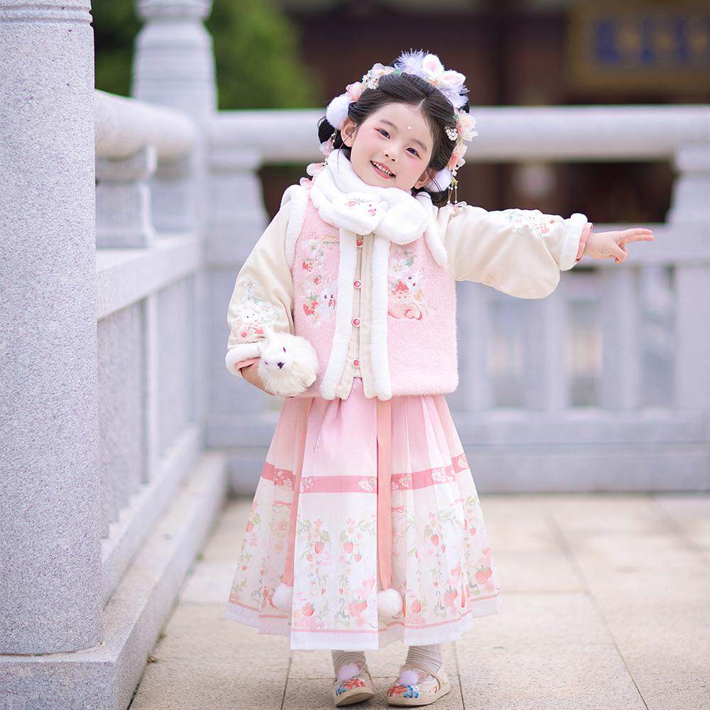 2025新款冬装汉服女童新中式套装国风儿童粉色新年过年古风拜年服,童装/婴儿装/亲子装,唐装,淘宝优惠券,粉丝福利购,淘宝优惠卷