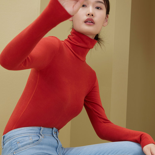 高领加绒加厚保暖内搭外穿打底衫