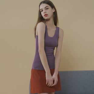 莫代尔无痕无袖 内搭外穿修身 t恤上衣 夏季 吊带背心女打底薄款