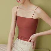 薄款 细吊带背心女内搭带胸垫文胸一体式 上衣夏季 一字领打底外穿潮