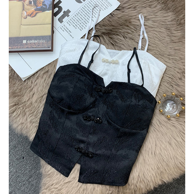 蕾丝新国潮中式旗袍吊带背心女外穿夏内搭辣妹纯欲风别致性感上衣
