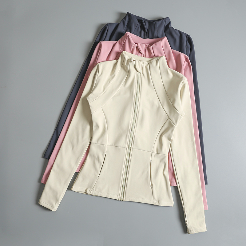 2024春秋新款运动外套女拉链开衫修身跑步健身透气立领长袖防晒衣