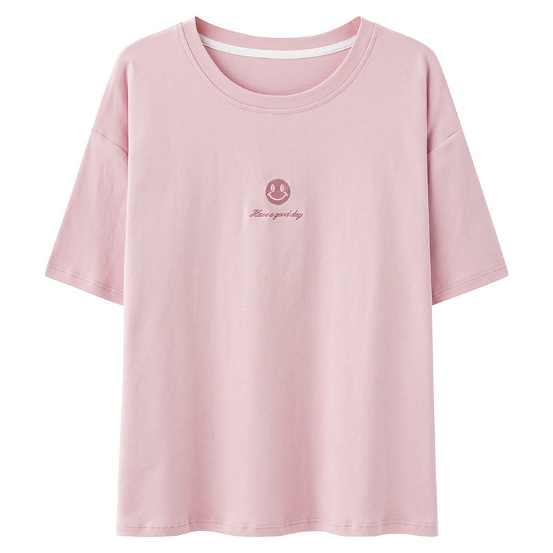 2024新款单件睡衣女夏季短袖棉质薄款T恤上衣百搭家居服上装外穿