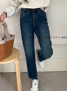 代嘉儿森调85390牛仔裤女2025早秋新款高腰弹力显瘦九分烟管裤