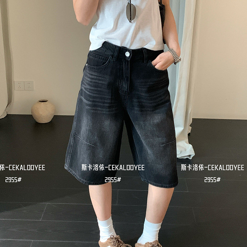 CKLY斯卡洛依中腰无弹阔腿五分裤