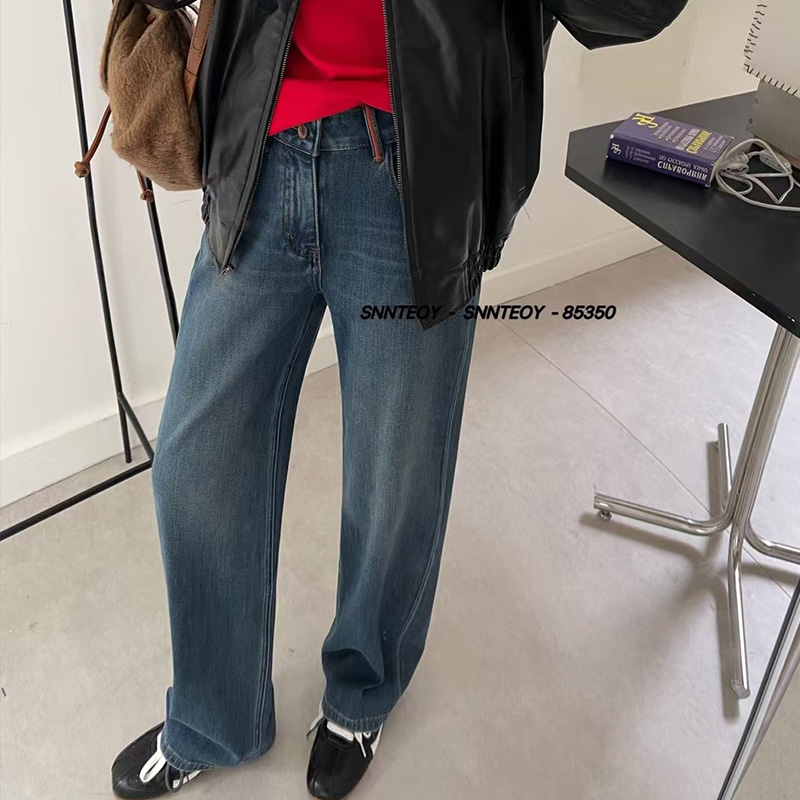 代嘉儿高腰秋款女阔腿牛仔裤子
