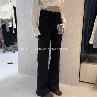 代嘉儿daiclaire森调85916早冬弹力特绒喇叭裤高腰直筒微喇牛仔裤
